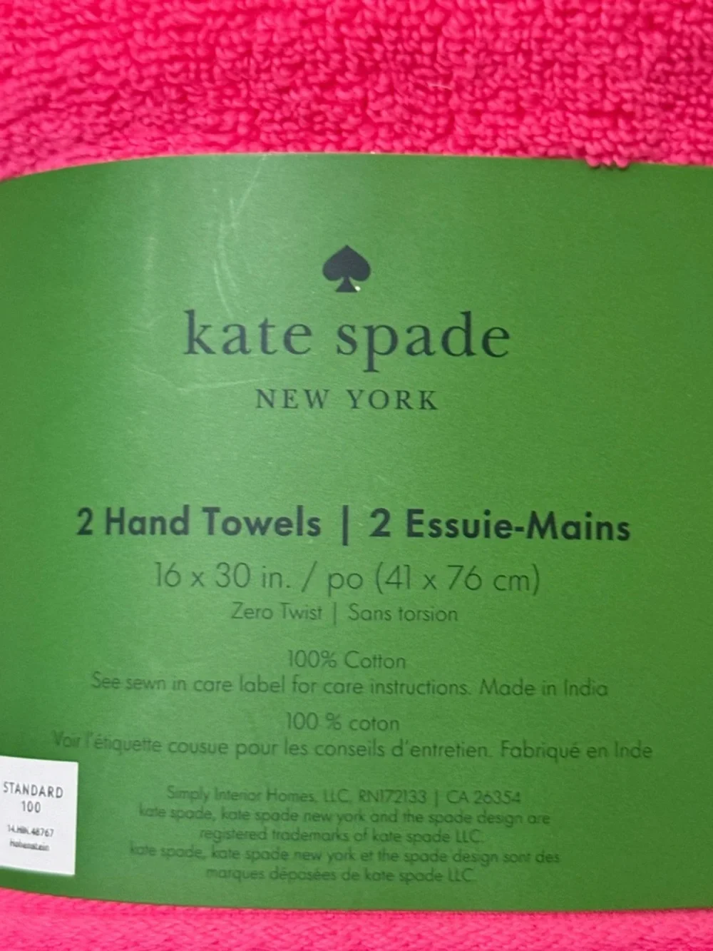kate spade Pink Plush Hand Towels - Pack of 2